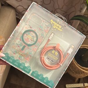 Cowgirl Clear Phone Case with Charging Cable - Pink